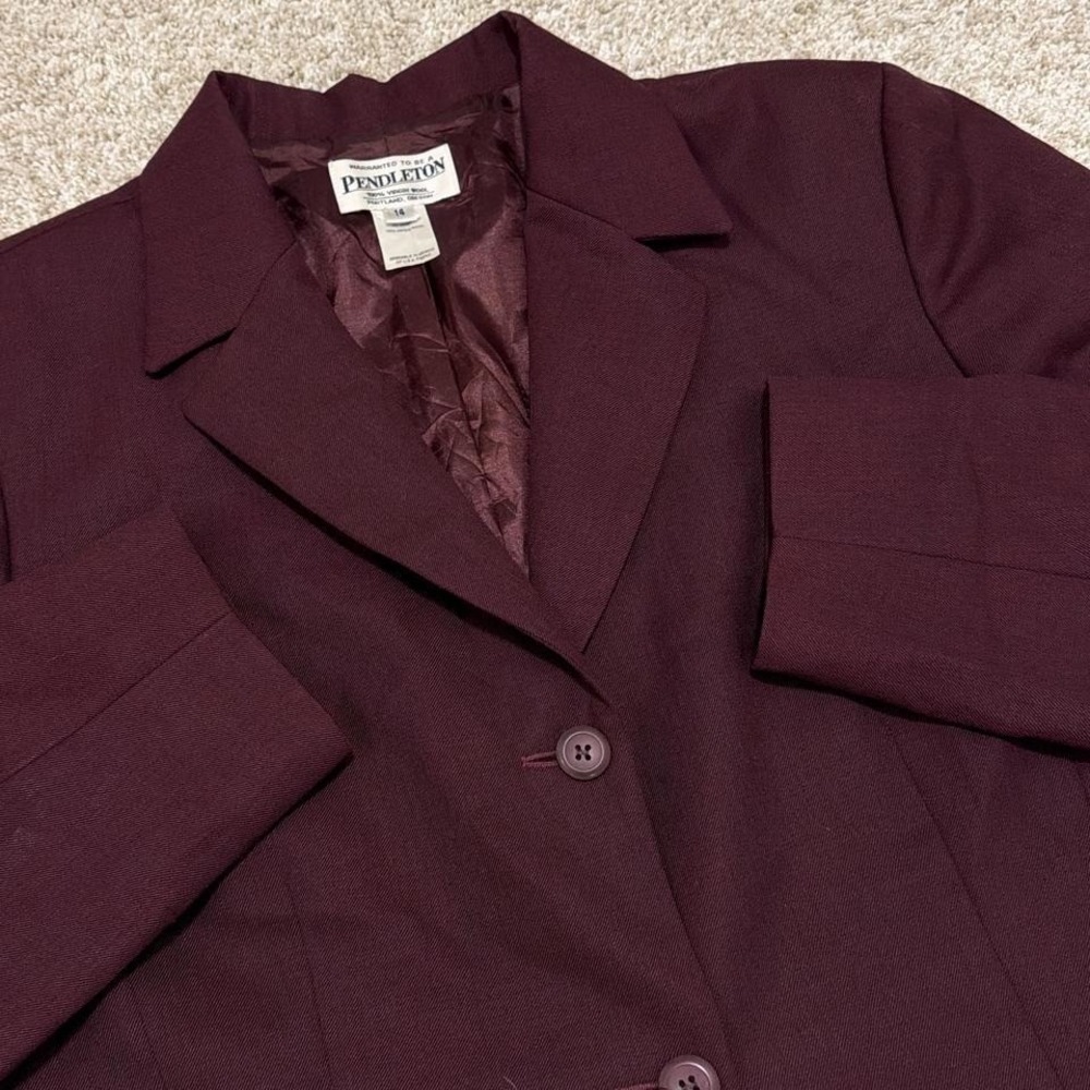 90s Vintage‎ Pendleton 100% Virgin Wool Blazer | Burgundy | 14
